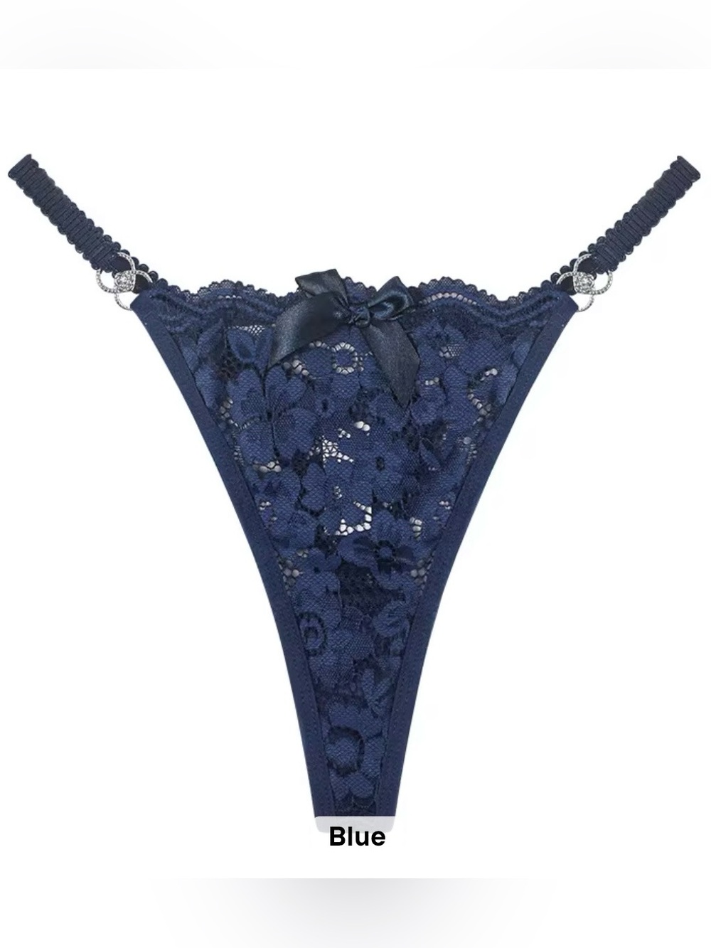 Unbranded Navy Lace Thong with Bow